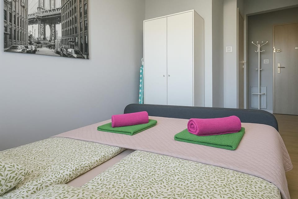 Bed, Photo of the whole room, Bedroom, towels, wardrobe