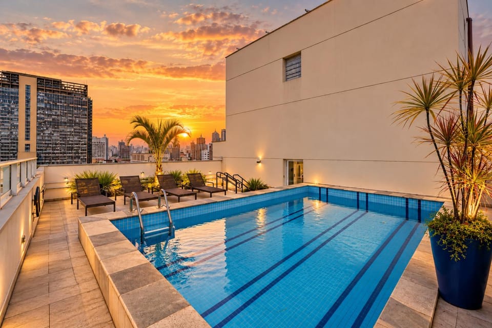 Day, Swimming pool, Sunset, sunbed