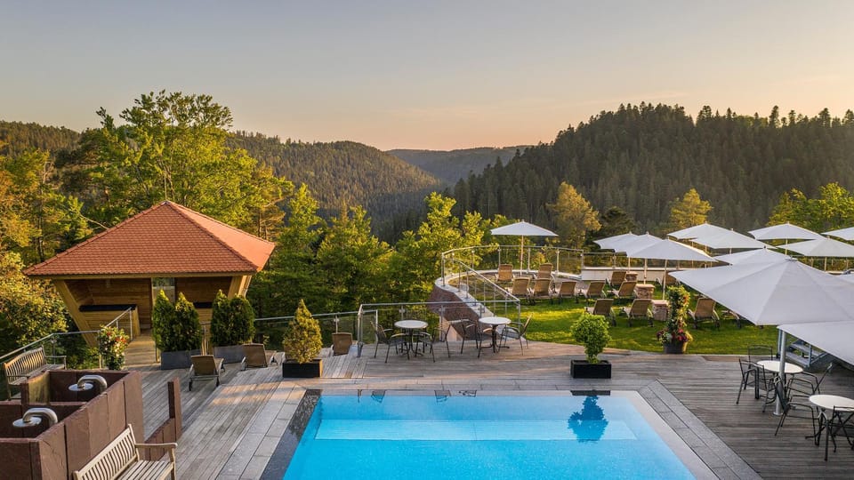 Garden, Pool view, Swimming pool, Sunset, Open Air Bath