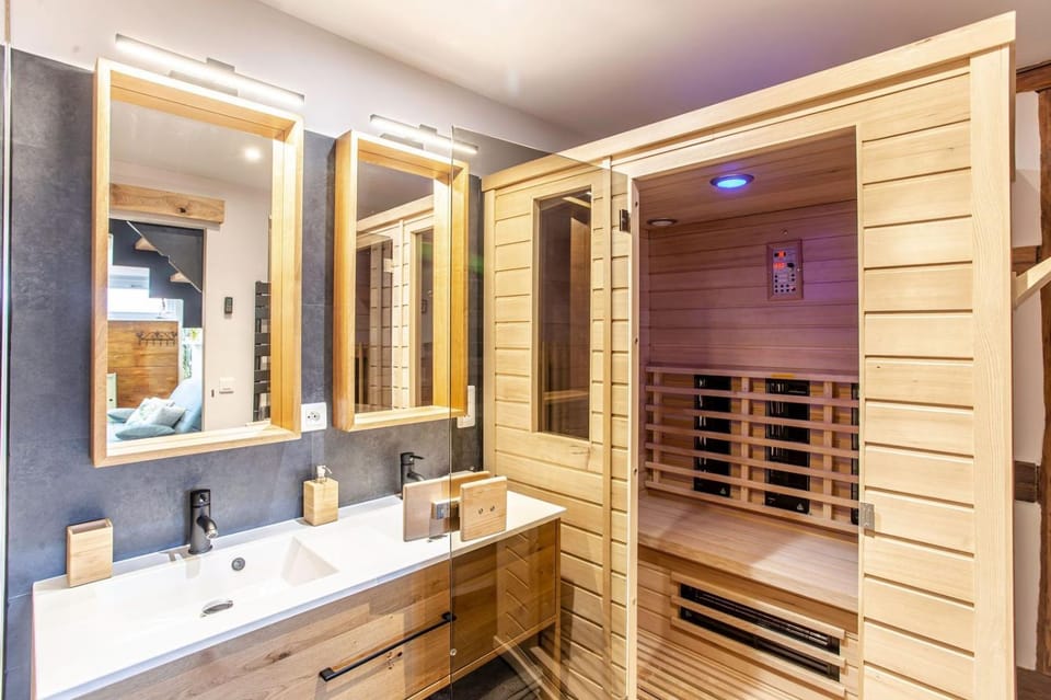Shower, Sauna, Sauna, Bathroom, heating, towels