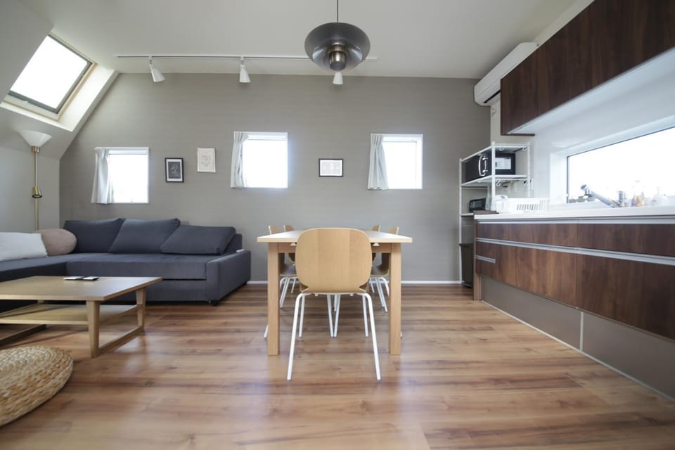 Kitchen or kitchenette, Living room, Dining area