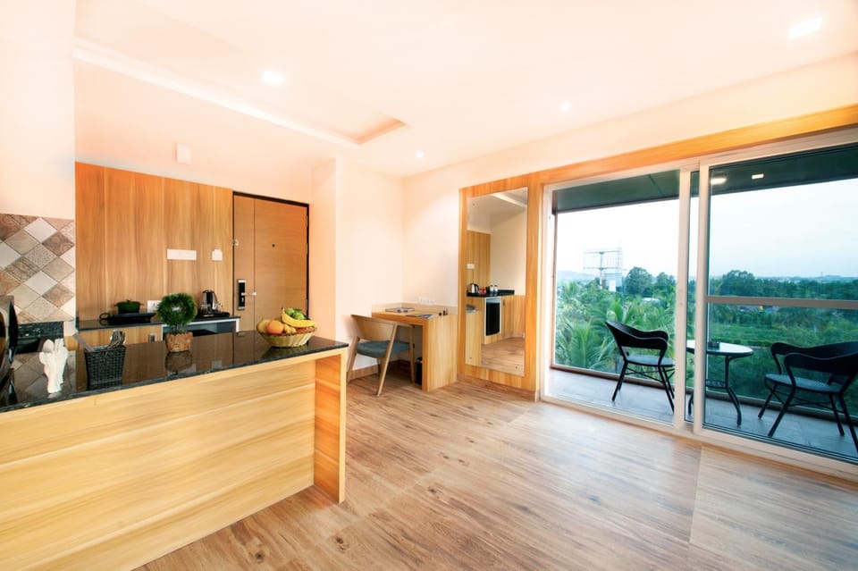 Seating area, City view