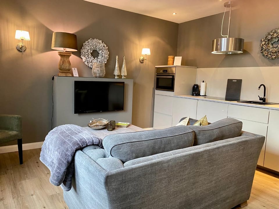 TV and multimedia, Coffee/tea facilities, Kitchen or kitchenette, Living room, Seating area, minibar, pet friendly
