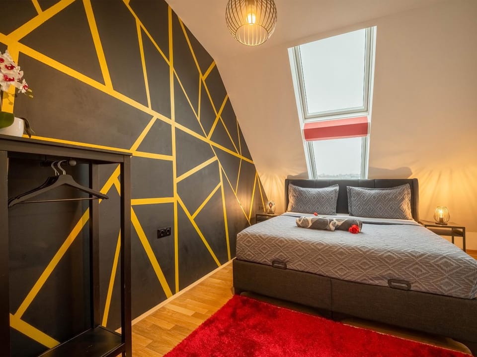 Bed, Photo of the whole room, Bedroom, towels, wardrobe