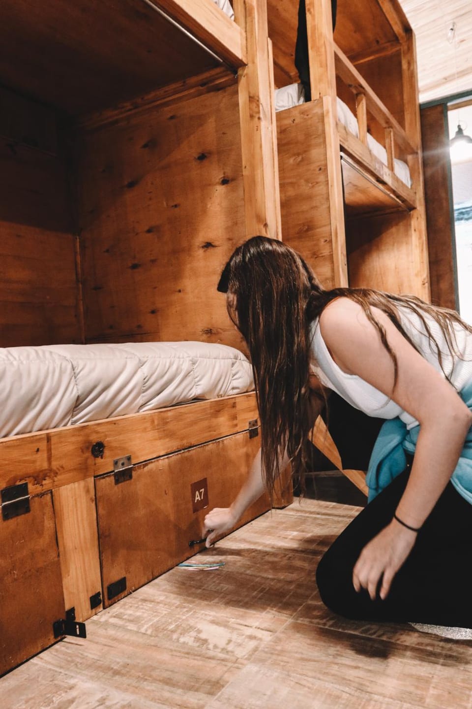 People, group of guests, bunk bed