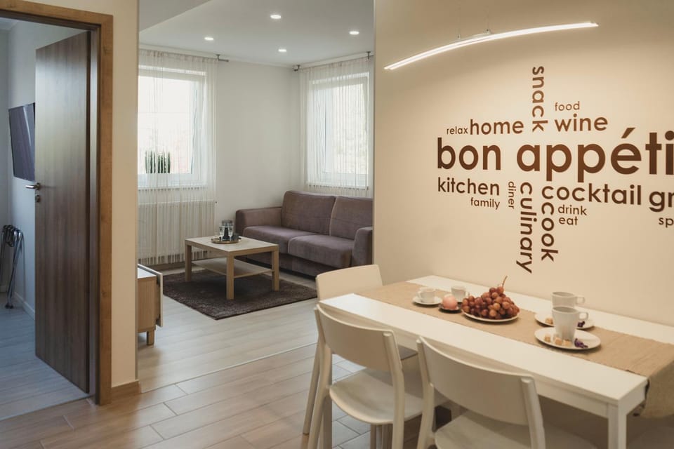 Living room, Dining area, Bedroom, Text overlay, kitchen