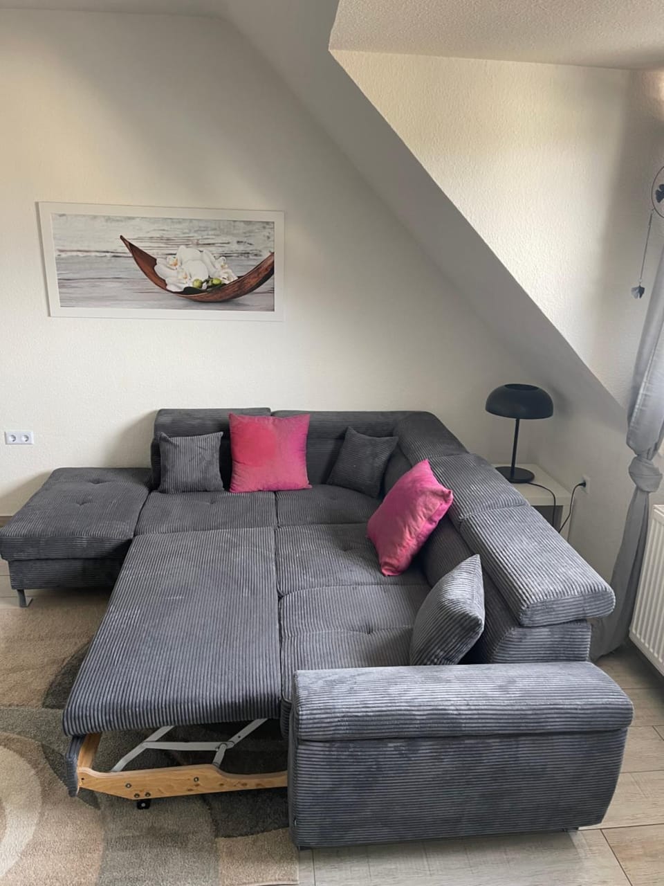Bed, Living room, Seating area