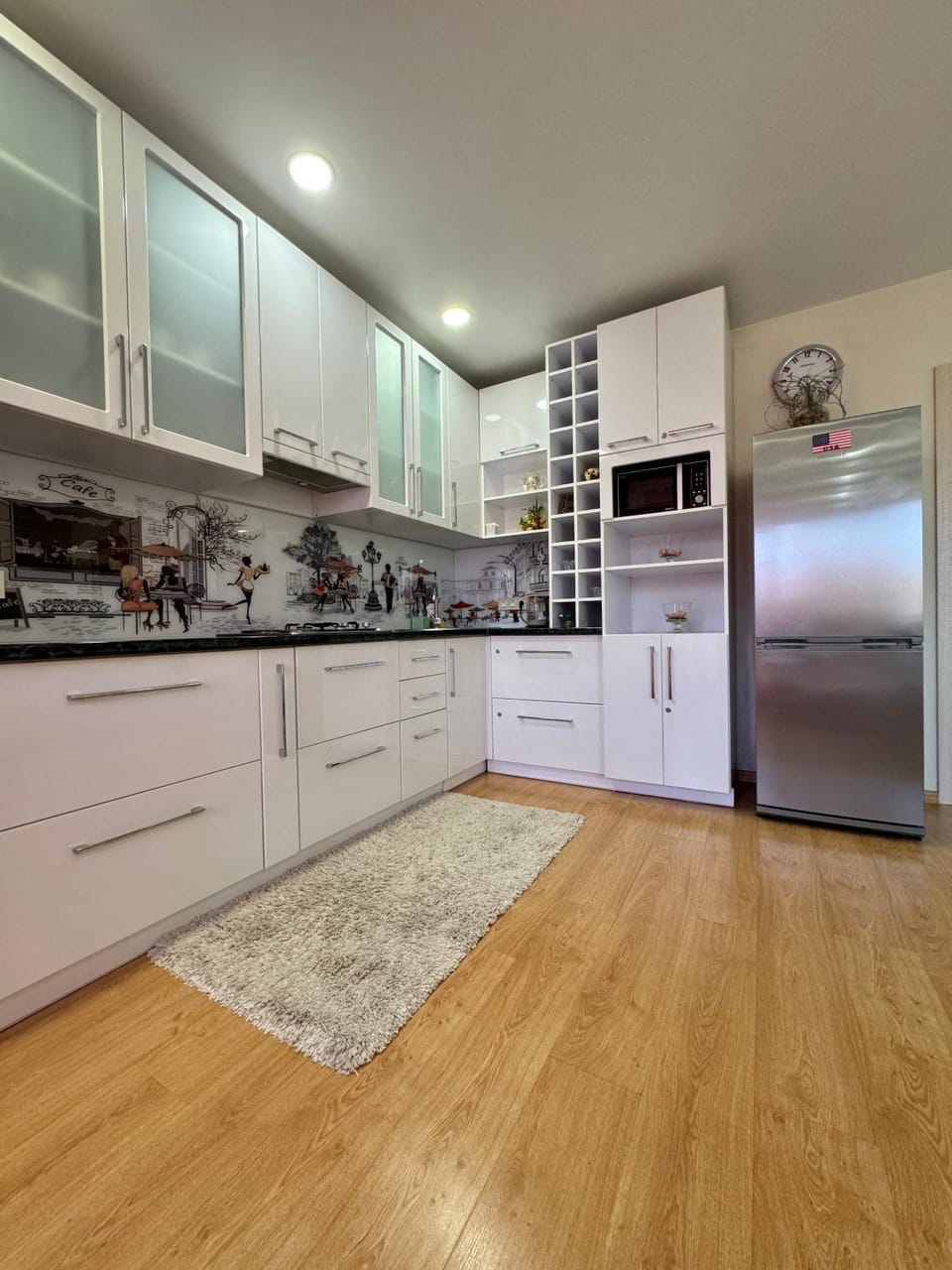 Kitchen or kitchenette, stove