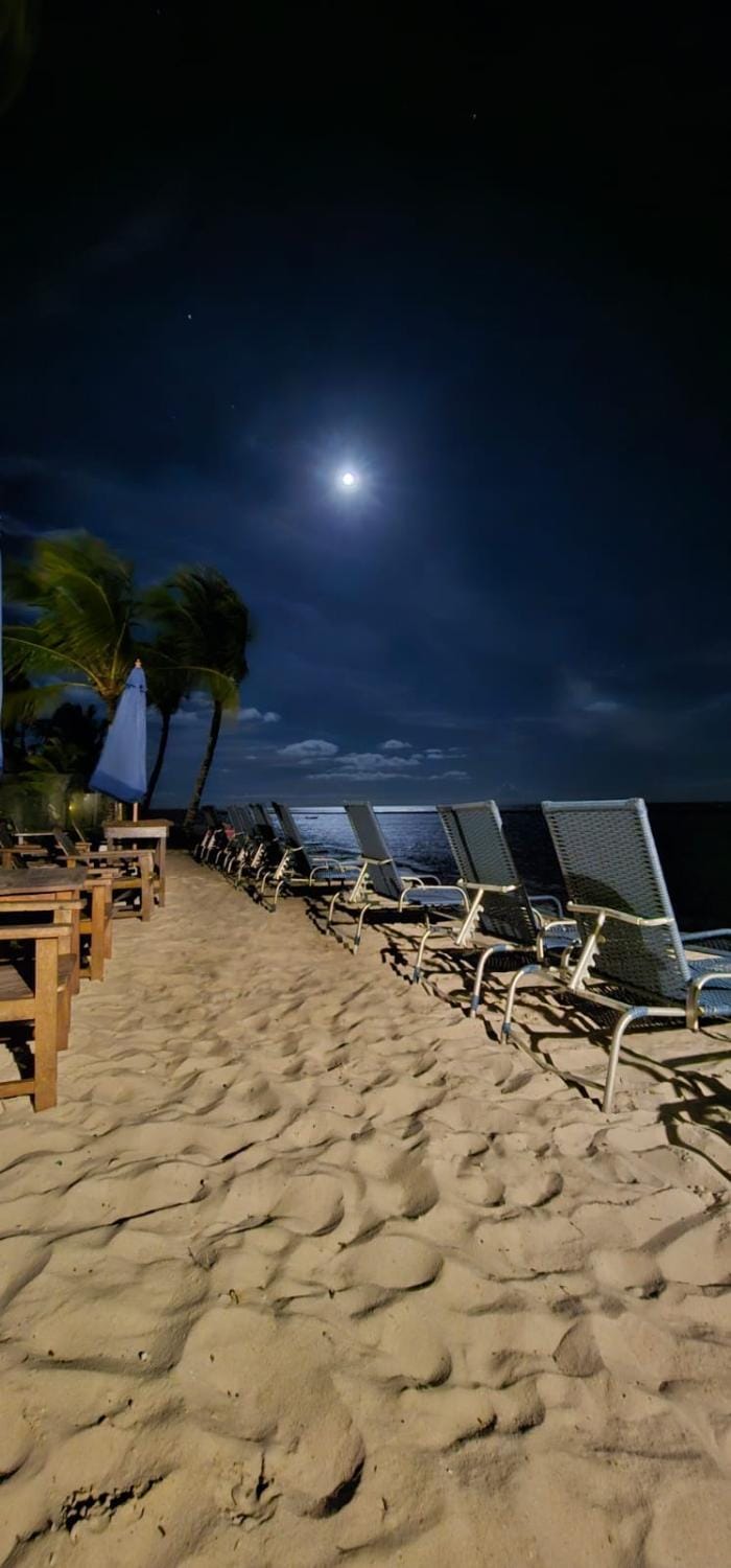 Night, Natural landscape, Beach, Sea view, sunbed