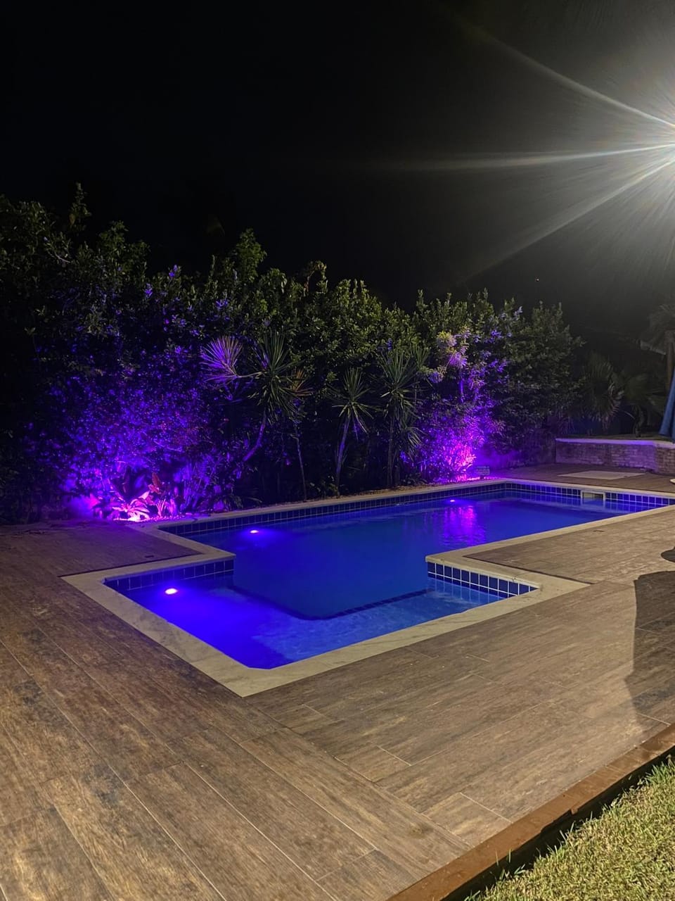 Night, Pool view, Swimming pool