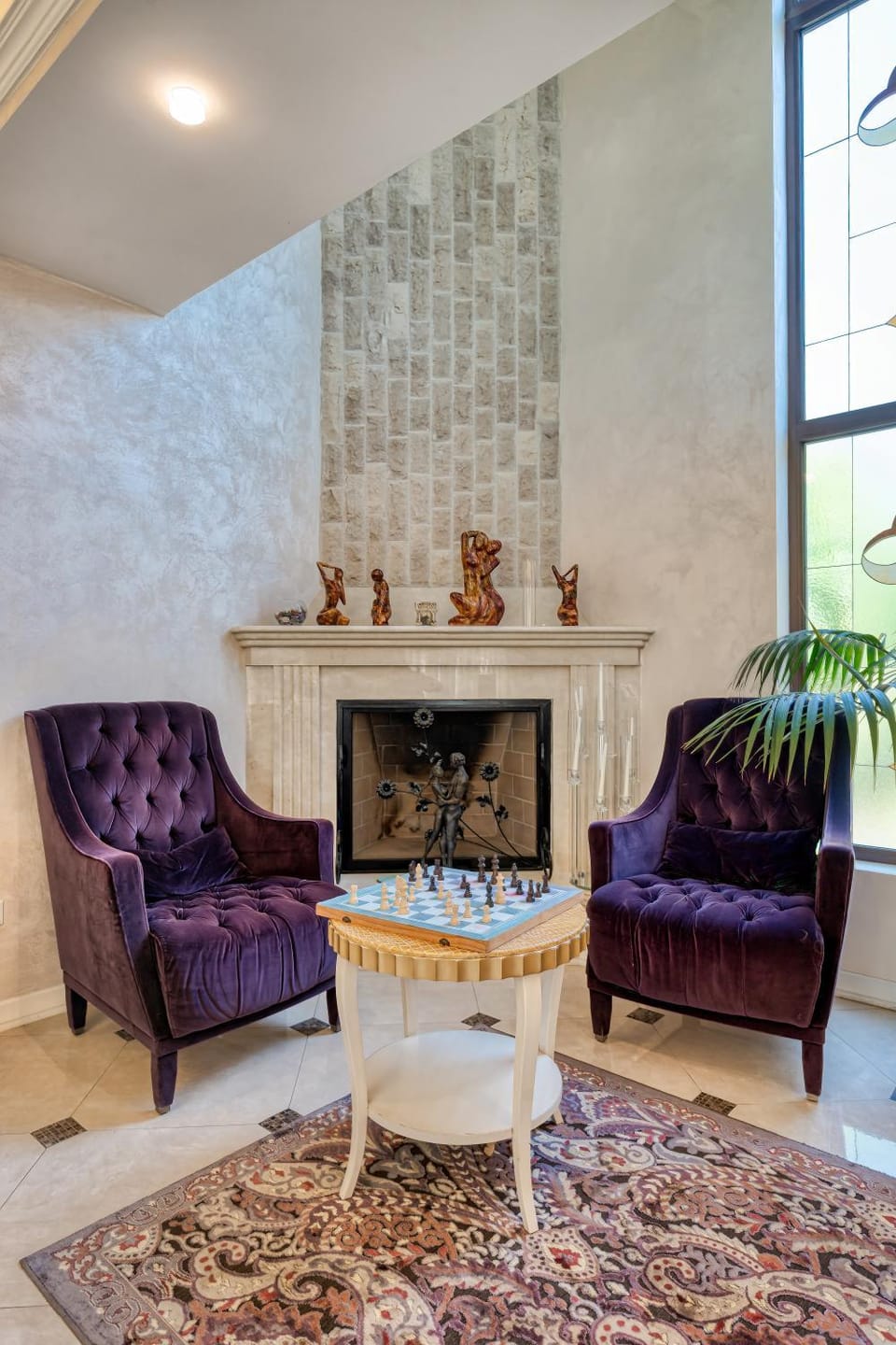 Living room, fireplace