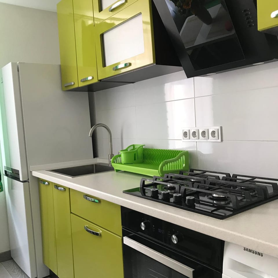 Kitchen or kitchenette, stove