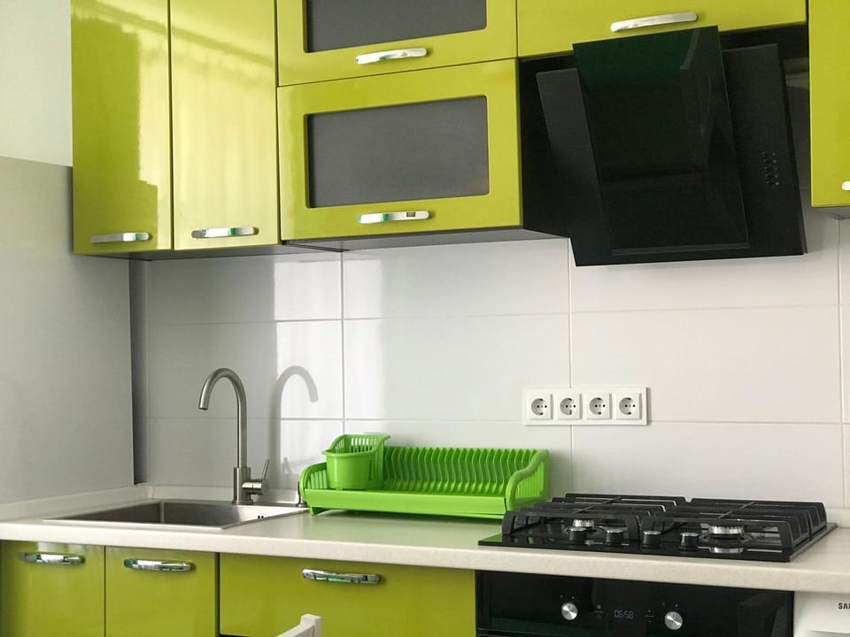 Kitchen or kitchenette, stove