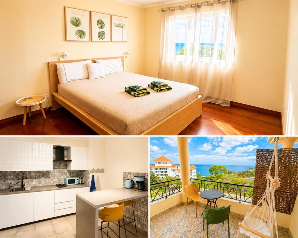 View (from property/room), Balcony/Terrace, Kitchen or kitchenette, Photo of the whole room, Bedroom