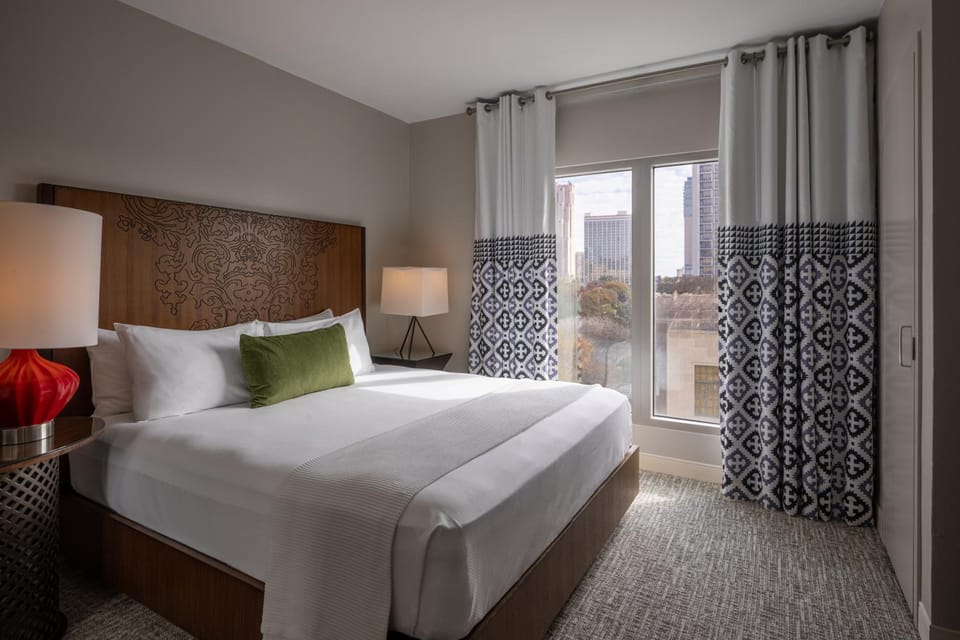 Bed, Bedroom, City view