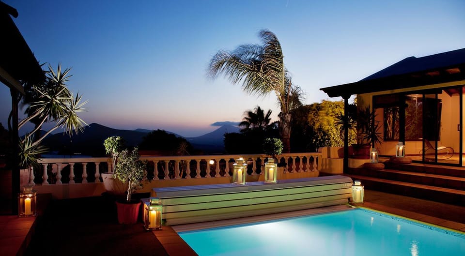 Patio, Night, Natural landscape, Pool view, Swimming pool, Sunset