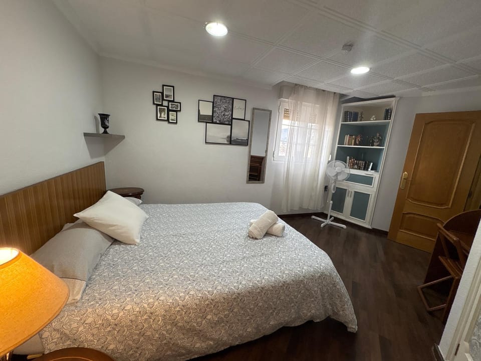 Bed, Library, Photo of the whole room, Bedroom, towels, wardrobe