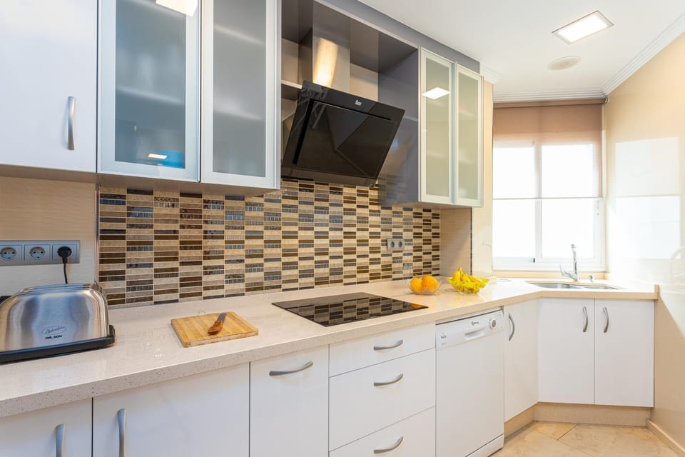 Kitchen or kitchenette, dishwasher, stove