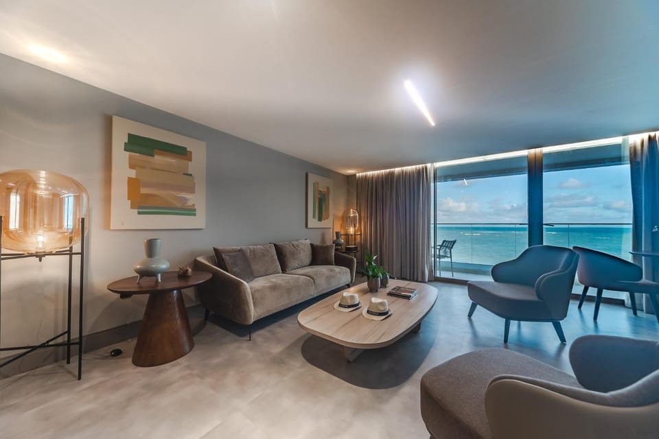 Living room, Seating area, Sea view