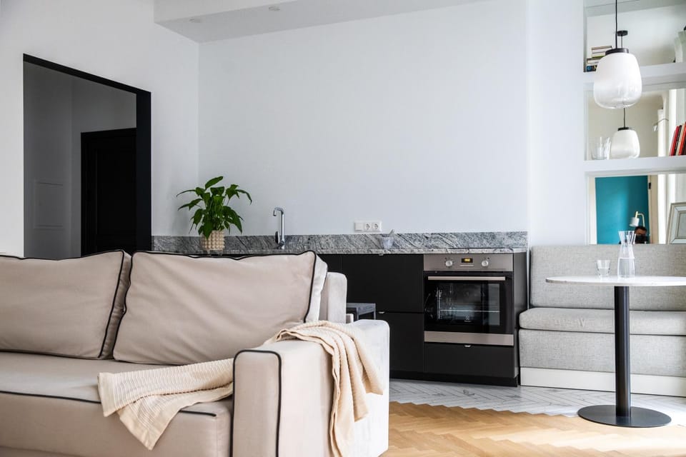 Kitchen or kitchenette, Living room, Dining area