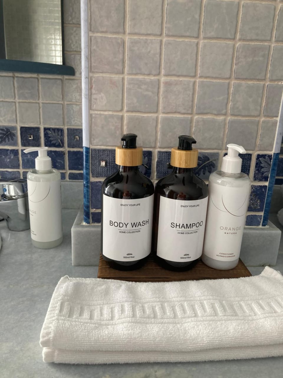 Bathroom, Decorative detail, Text overlay