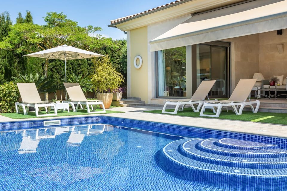 Property building, Living room, Swimming pool