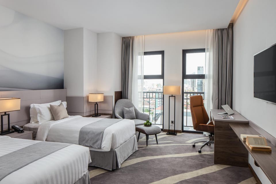 Bed, Bathroom, TV and multimedia, Coffee/tea facilities, Bedroom, Communal kitchen, City view, flat iron, safe, wardrobe, air conditioner