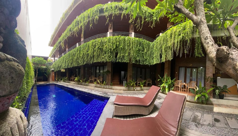 Property building, Patio, Garden, Pool view, sunbed