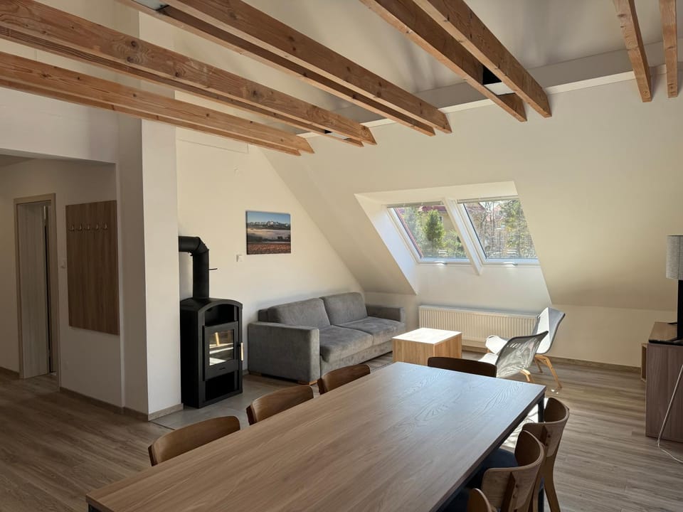 Kitchen or kitchenette, Living room, Dining area