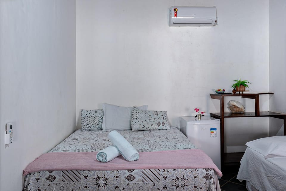 Bed, Photo of the whole room, Bedroom, towels, air conditioner