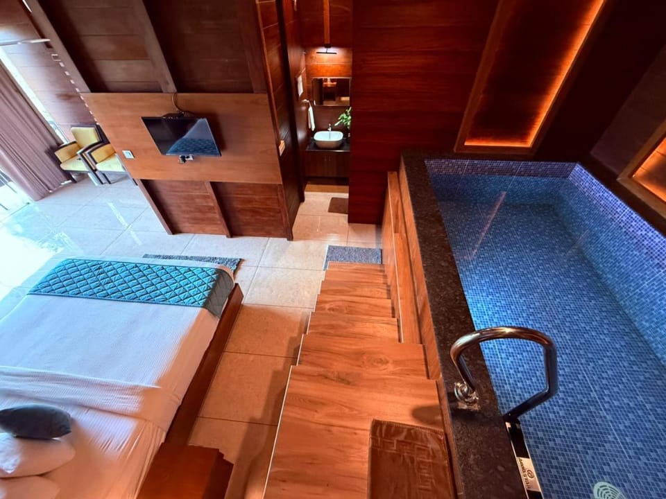 Bed, Bathroom, Seating area, Bedroom