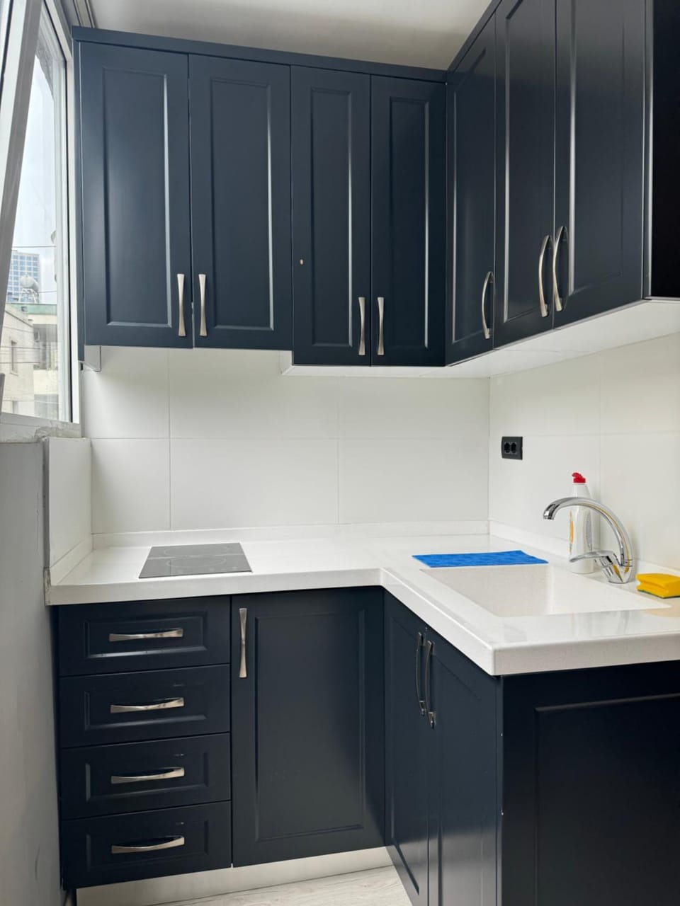 Kitchen or kitchenette, stove