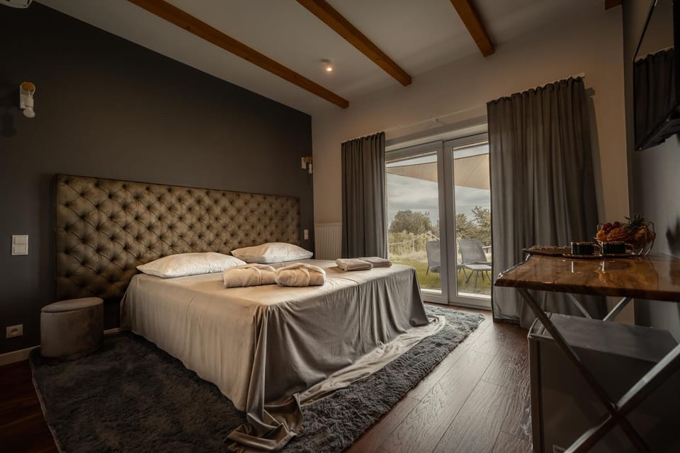 Bed, Natural landscape, Seating area, Bedroom, Text overlay