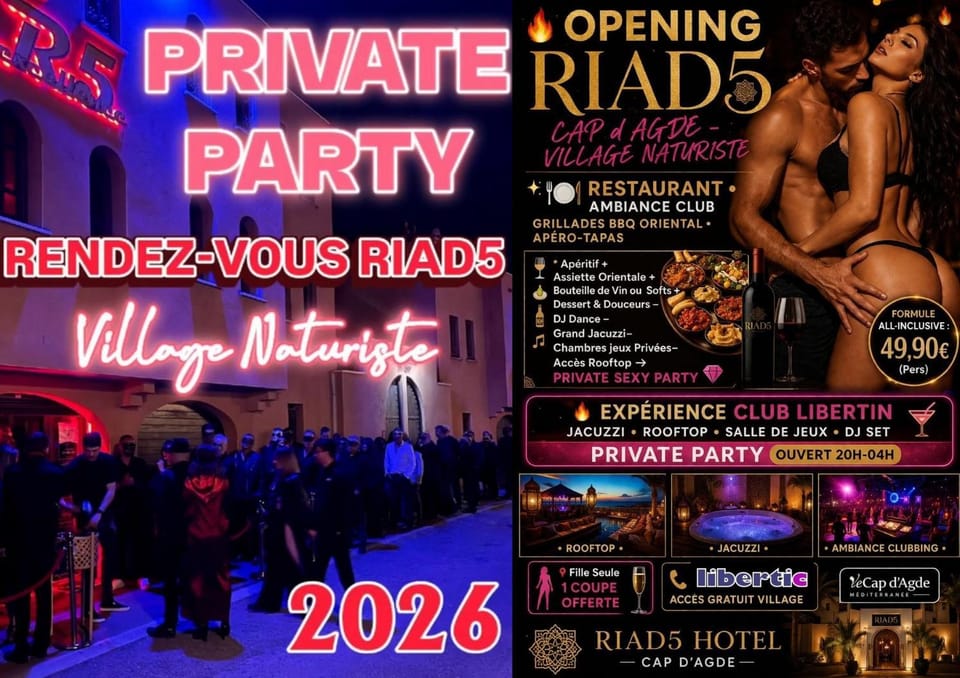 Village Naturiste Cap d'Agde Hôtel Libertin Location Studio Club Riad 5 Apartment hotel in Agde