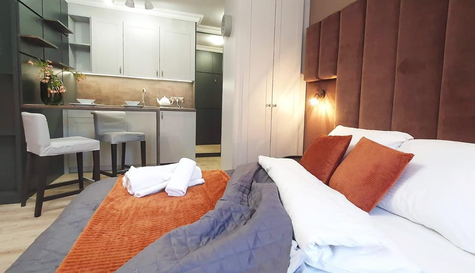 Bed, Kitchen or kitchenette, Living room, Photo of the whole room, Seating area, Bedroom, towels, wardrobe