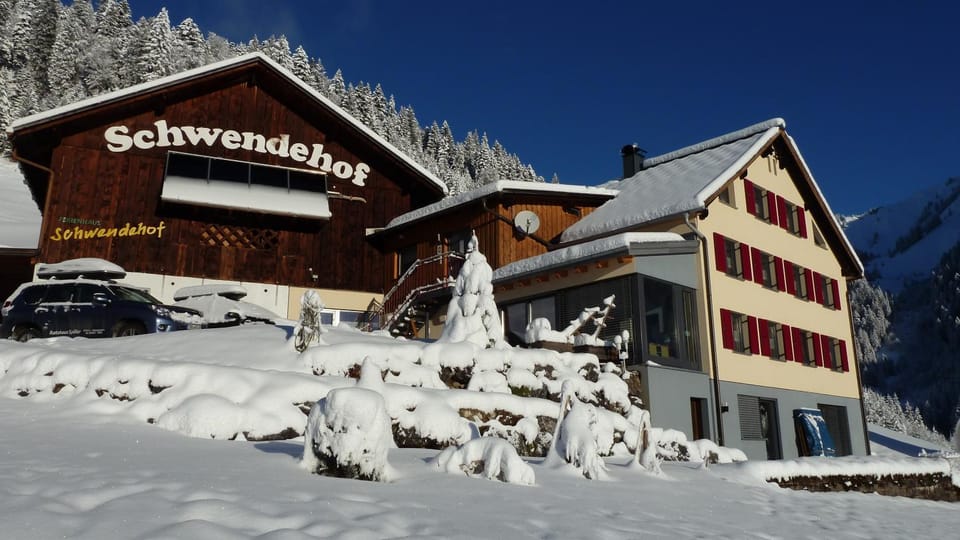 Property building, Facade/entrance, Winter, Mountain view
