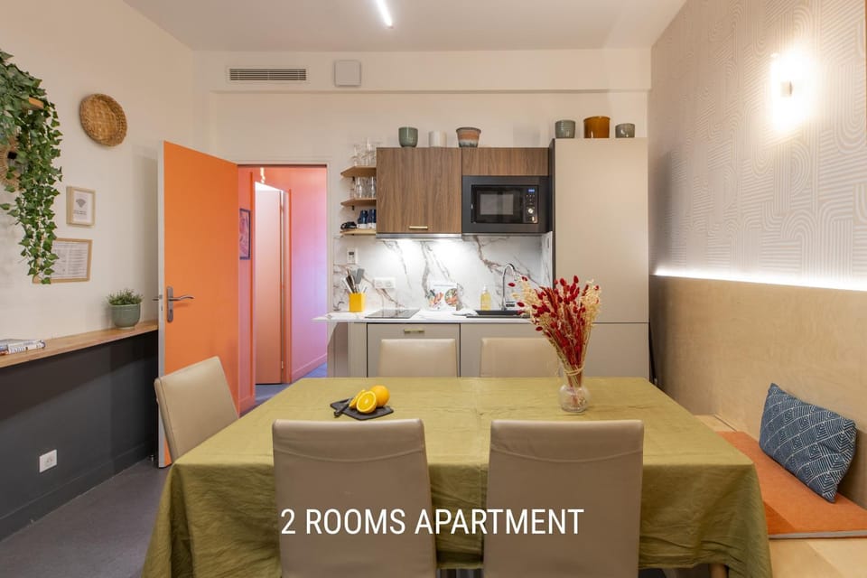Kitchen or kitchenette, stove