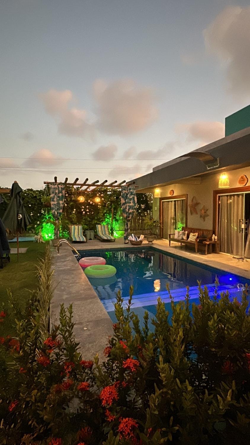Property building, Patio, Patio, Night, Garden, Balcony/Terrace, Balcony/Terrace, Garden view, Pool view, Swimming pool, sunbed