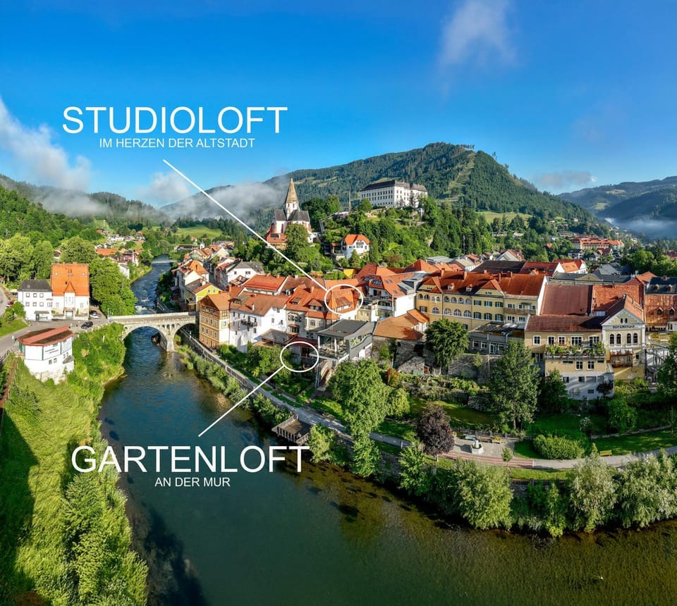 Property building, Nearby landmark, Natural landscape, Bird's eye view, Mountain view, River view