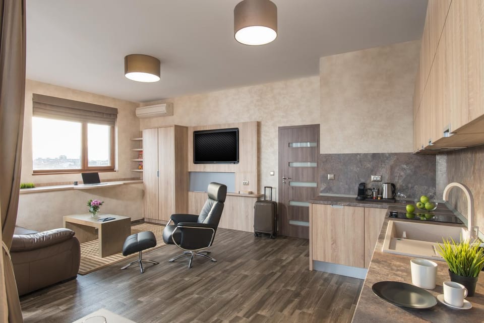 TV and multimedia, Coffee/tea facilities, Balcony/Terrace, Kitchen or kitchenette, Living room, City view, Mountain view