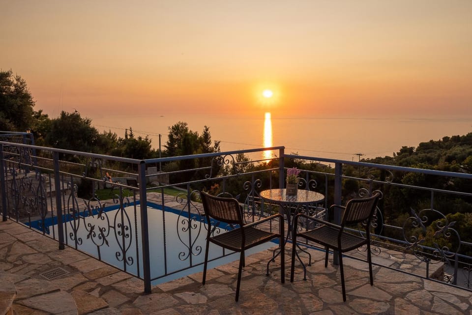 Pool view, Sea view, Swimming pool, Sunset