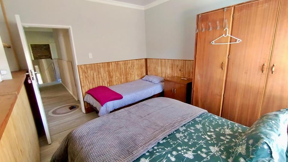 Bed, wardrobe