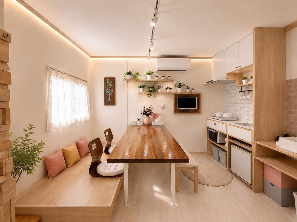TV and multimedia, Kitchen or kitchenette, Living room, Dining area