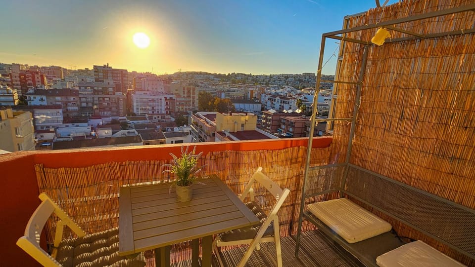 Property building, Day, View (from property/room), Balcony/Terrace, City view, Sunset