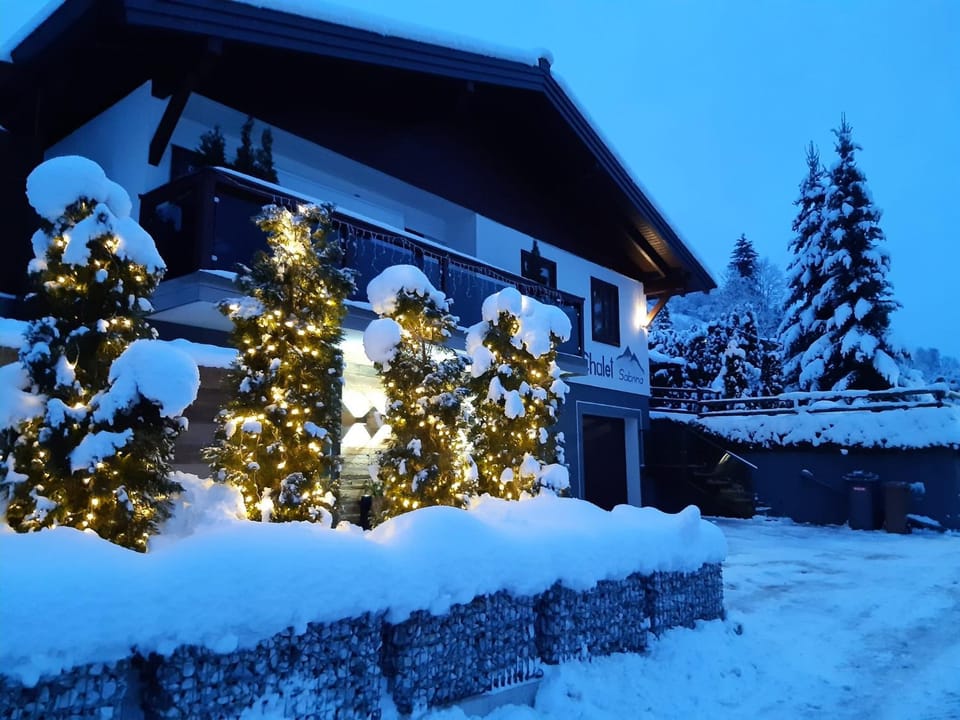 Property building, Night, Winter