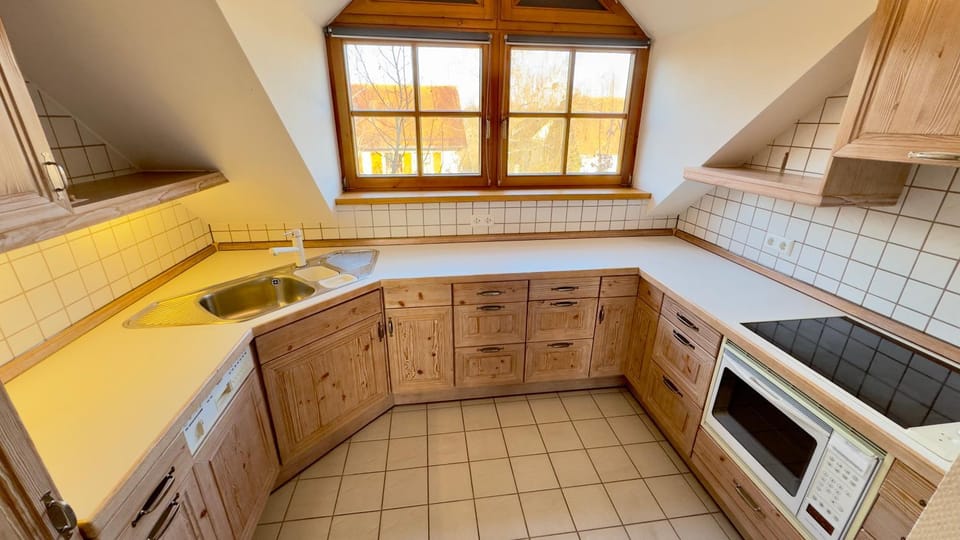 Kitchen or kitchenette, dishwasher, stove