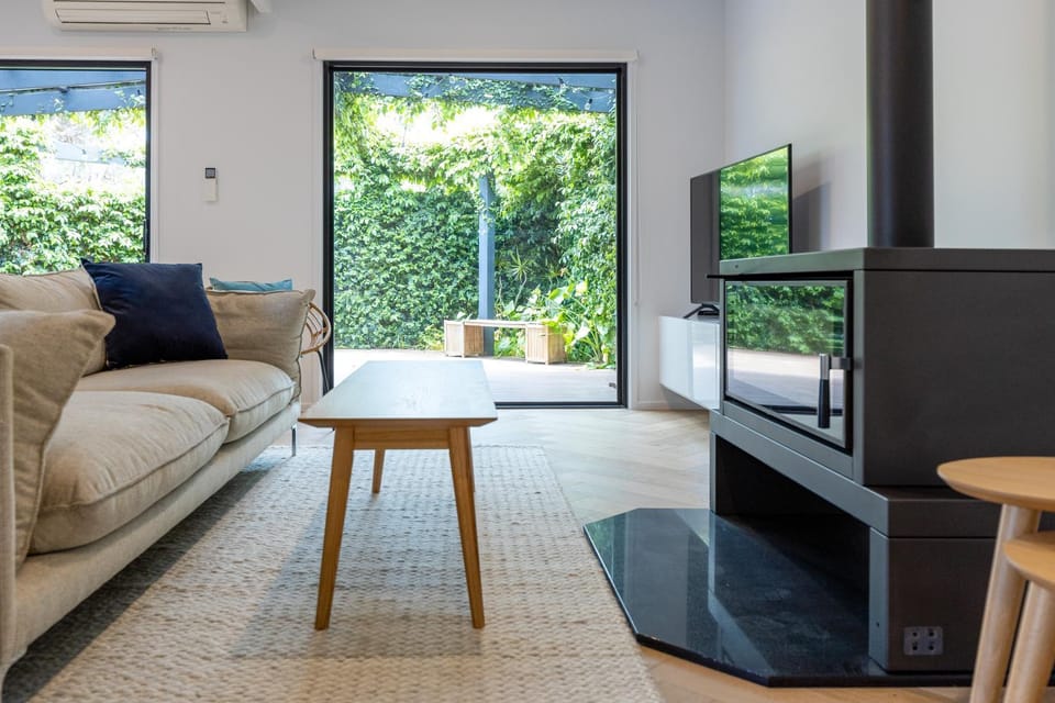 Living room, Seating area, Garden view
