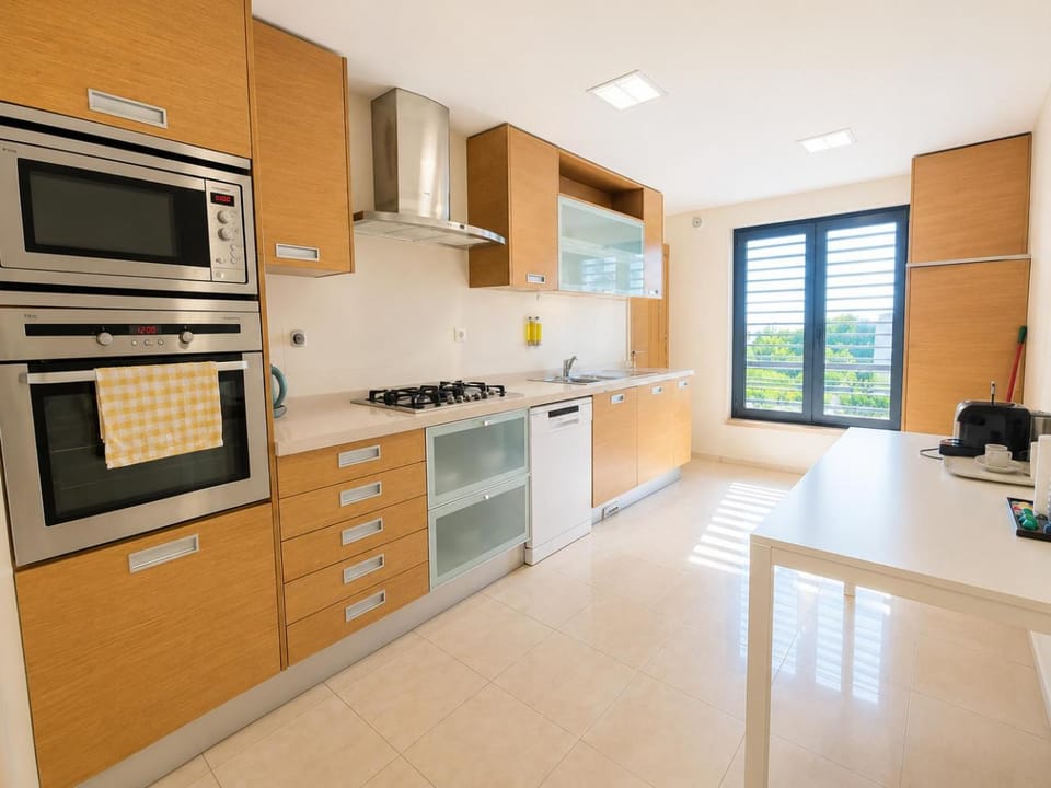 Kitchen or kitchenette, dishwasher, oven, stove