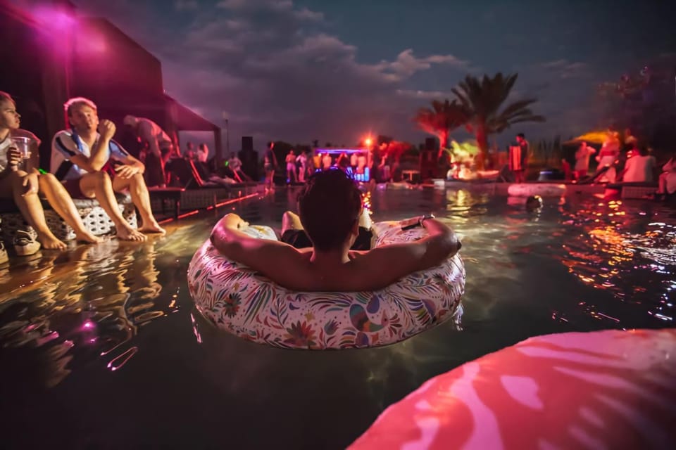 Night, People, Pool view, Swimming pool, group of guests