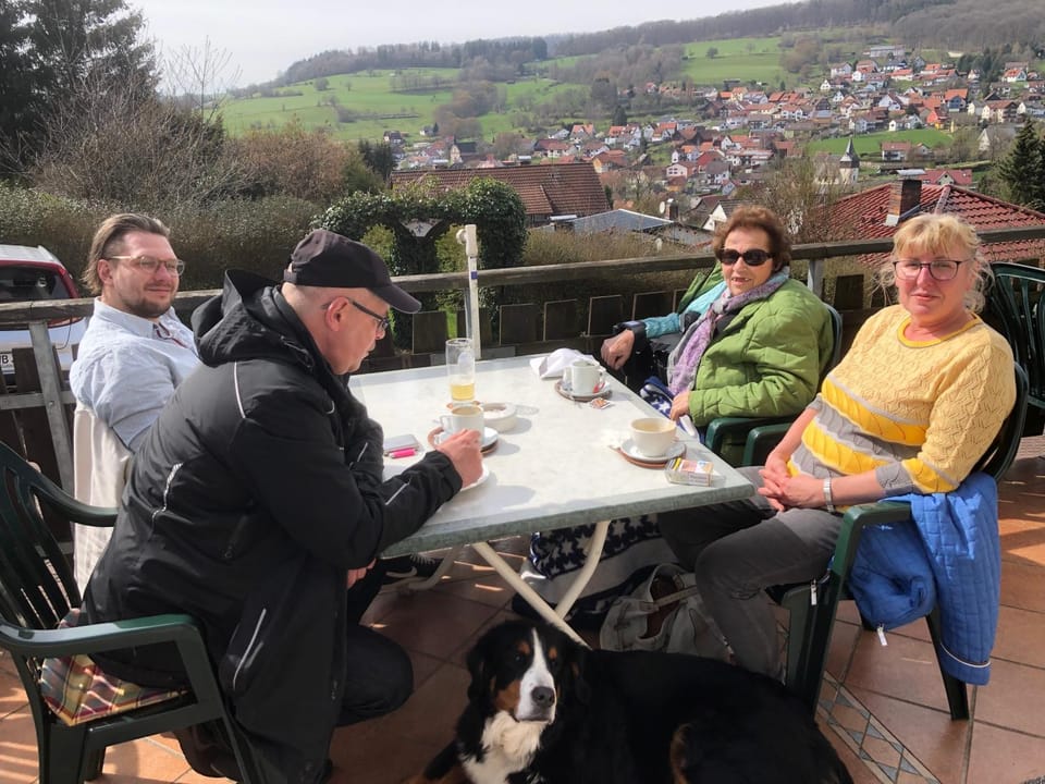 View (from property/room), Balcony/Terrace, City view, group of guests
